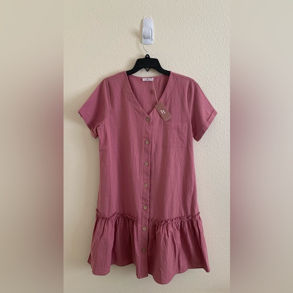 Hotouch Dresses & Skirts - Pink Button-Down Mini Dress